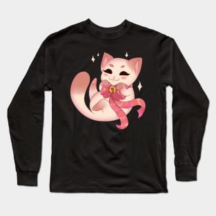 Cute kitty cat with a ribbon Long Sleeve T-Shirt